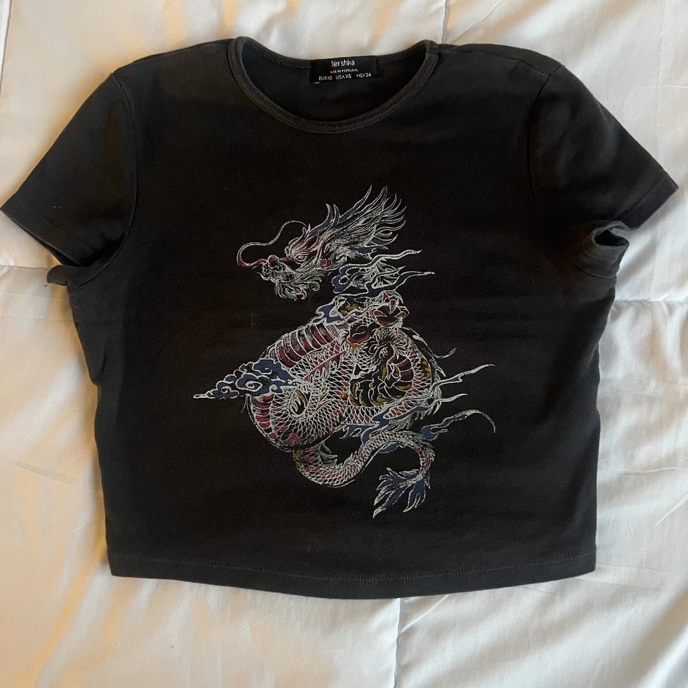 Bershka graphic crop tee